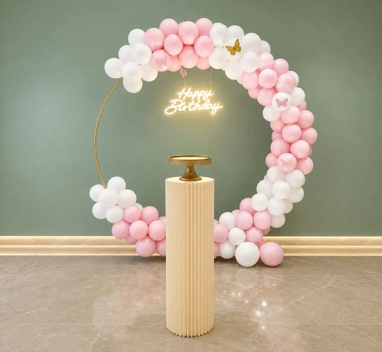 Pink and White Birthday Decor
